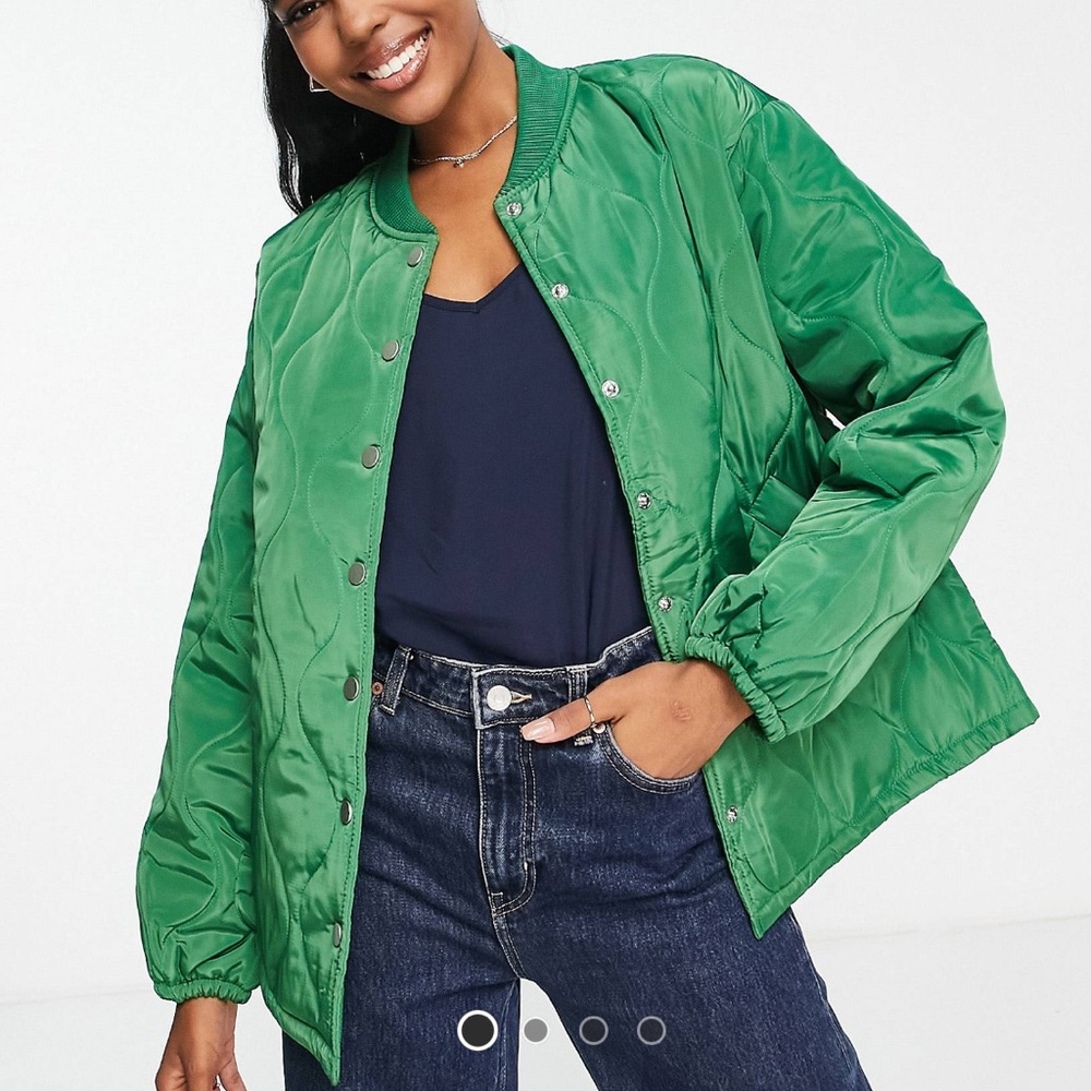 PEICES green quilted bomber jacket